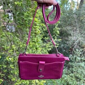 COACH Shoulder/Crossbody Messenger Bag Berry Maroon w Silver Women's Handbag